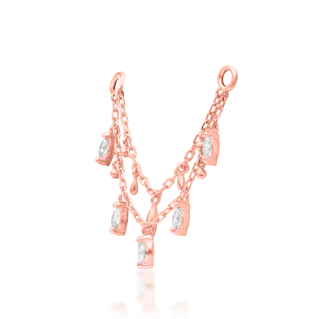 Marilyn – White CZ Flow – 14K Gold Threadless End - piercing - zone.com