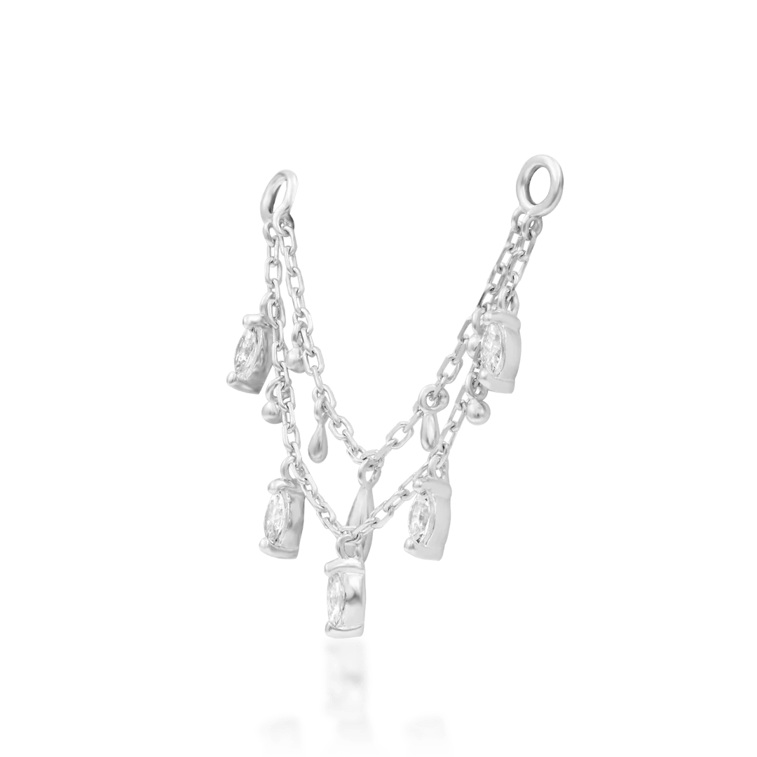 Marilyn – White CZ Flow – 14K Gold Threadless End - piercing - zone.com