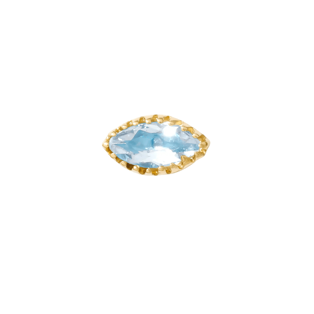Marquis – 14K Gold Scalloped Birthstone Threadless End - piercing - zone.com