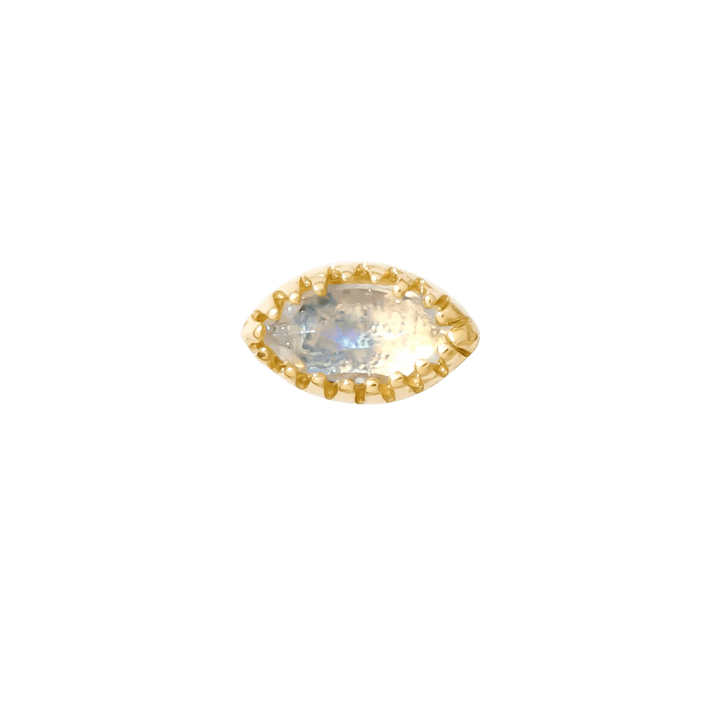 Marquis – 14K Gold Scalloped Birthstone Threadless End - piercing - zone.com