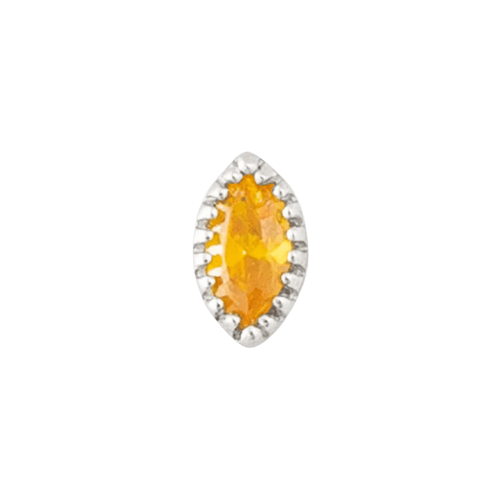 Marquis – 14K Gold Scalloped Birthstone Threadless End - piercing - zone.com