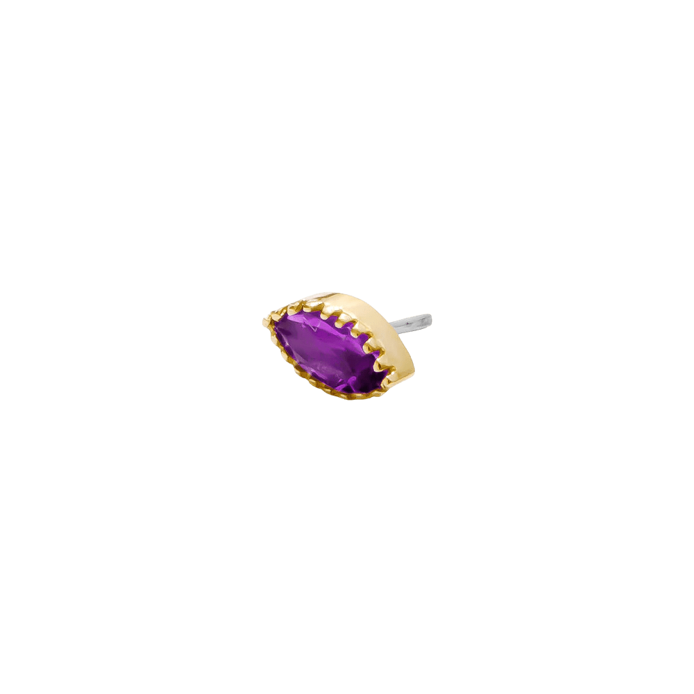 Marquis – 14K Gold Scalloped Birthstone Threadless End - piercing - zone.com