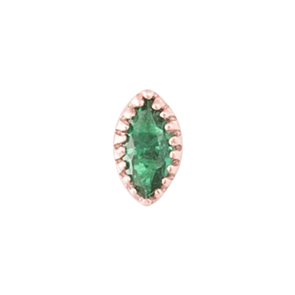 Marquis – 14K Gold Scalloped Birthstone Threadless End - piercing - zone.com