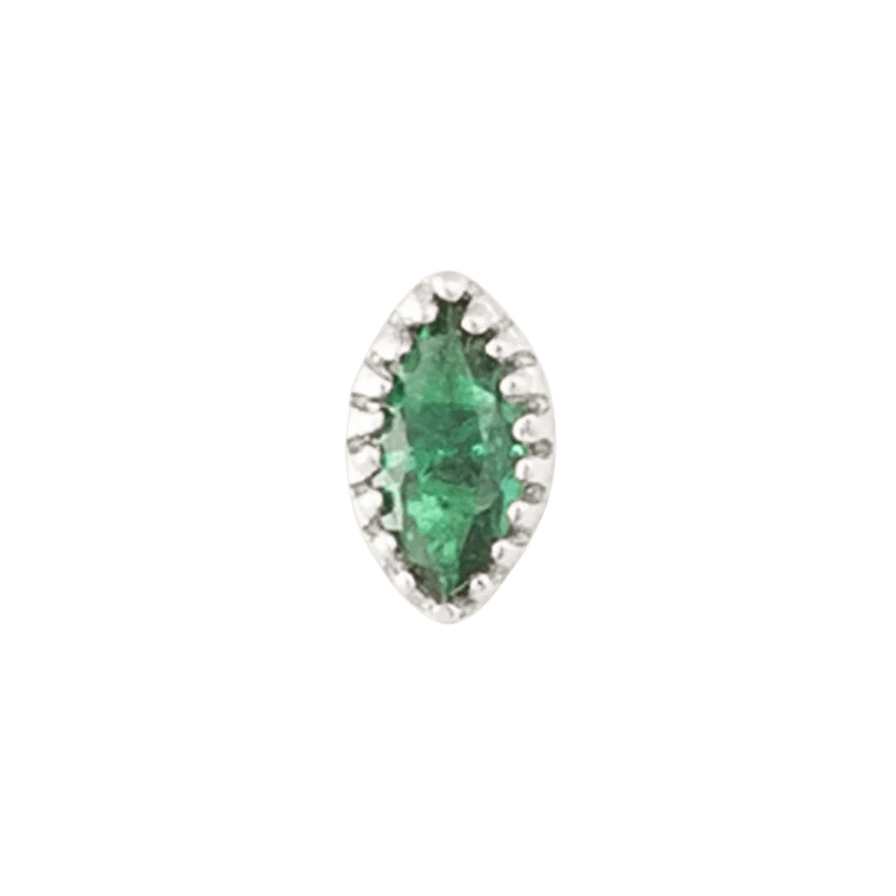 Marquis – 14K Gold Scalloped Birthstone Threadless End - piercing - zone.com