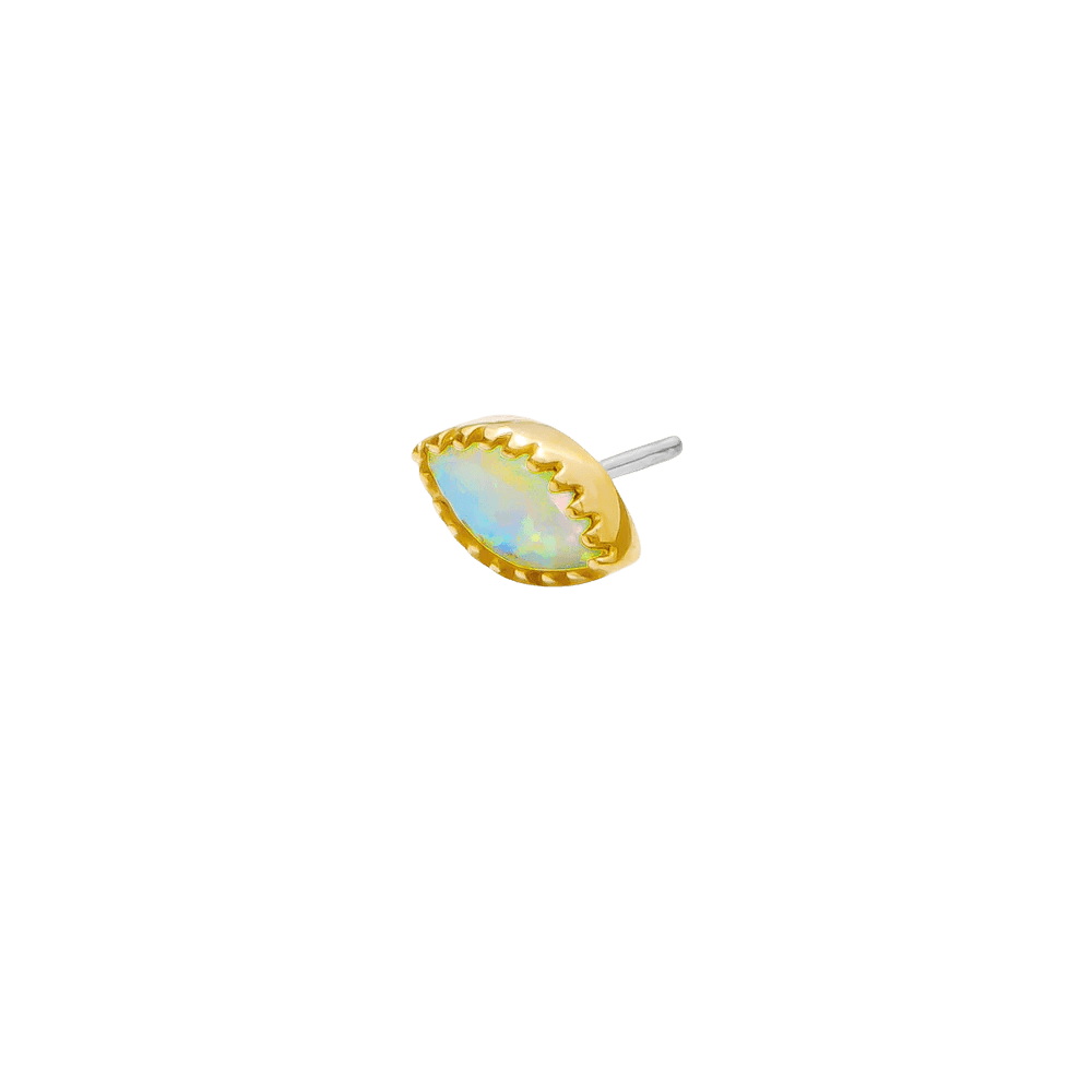 Marquis – 14K Gold Scalloped Birthstone Threadless End - piercing - zone.com