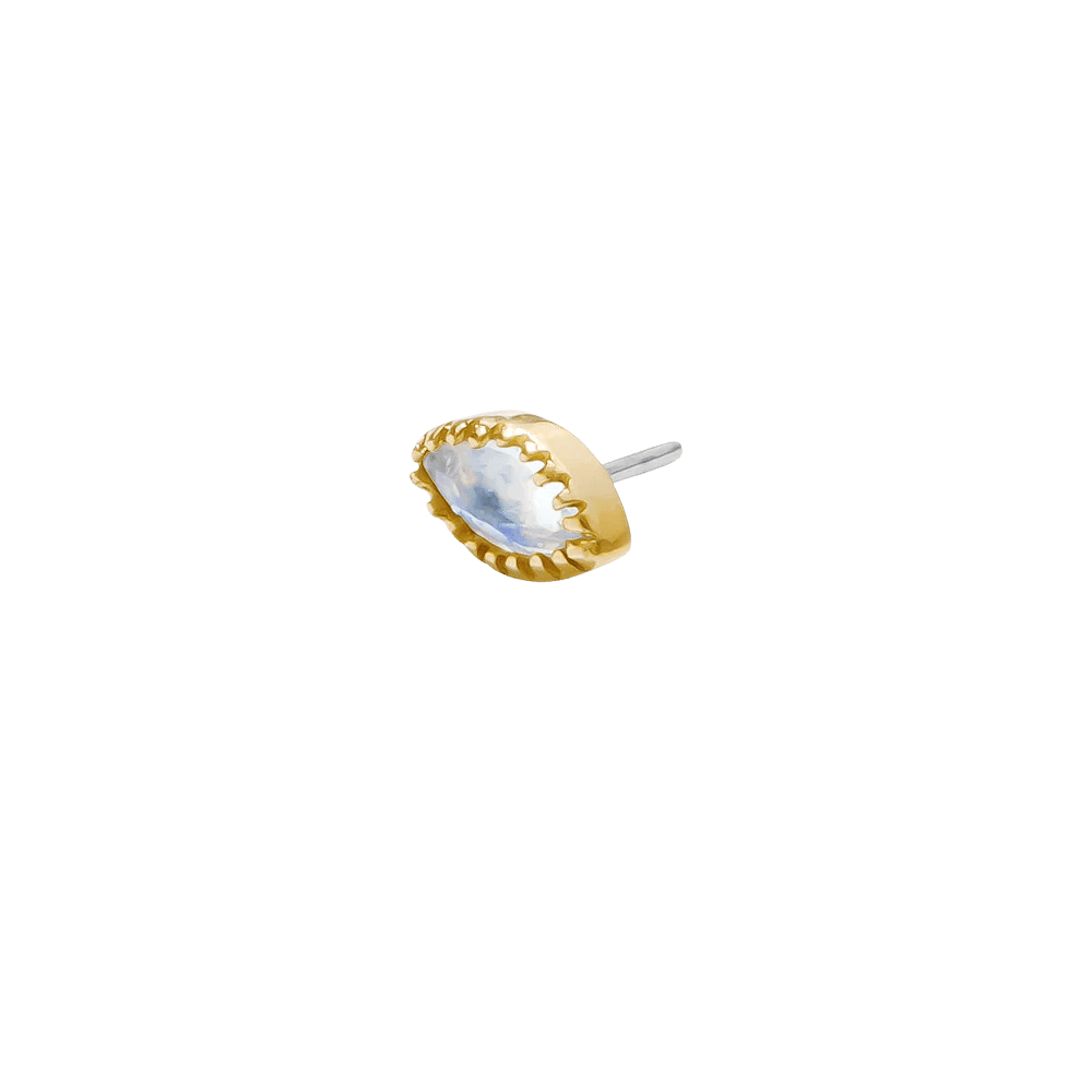 Marquis – 14K Gold Scalloped Birthstone Threadless End - piercing - zone.com