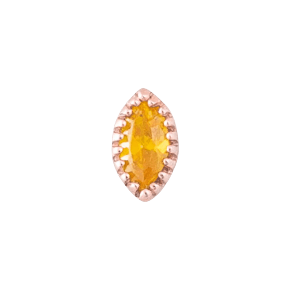Marquis – 14K Gold Scalloped Birthstone Threadless End - piercing - zone.com