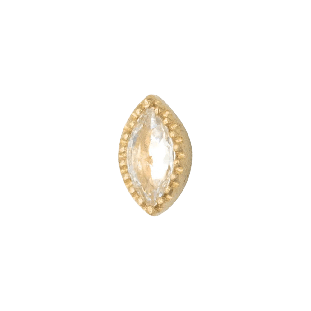 Marquis – 14K Gold Scalloped Birthstone Threadless End - piercing - zone.com