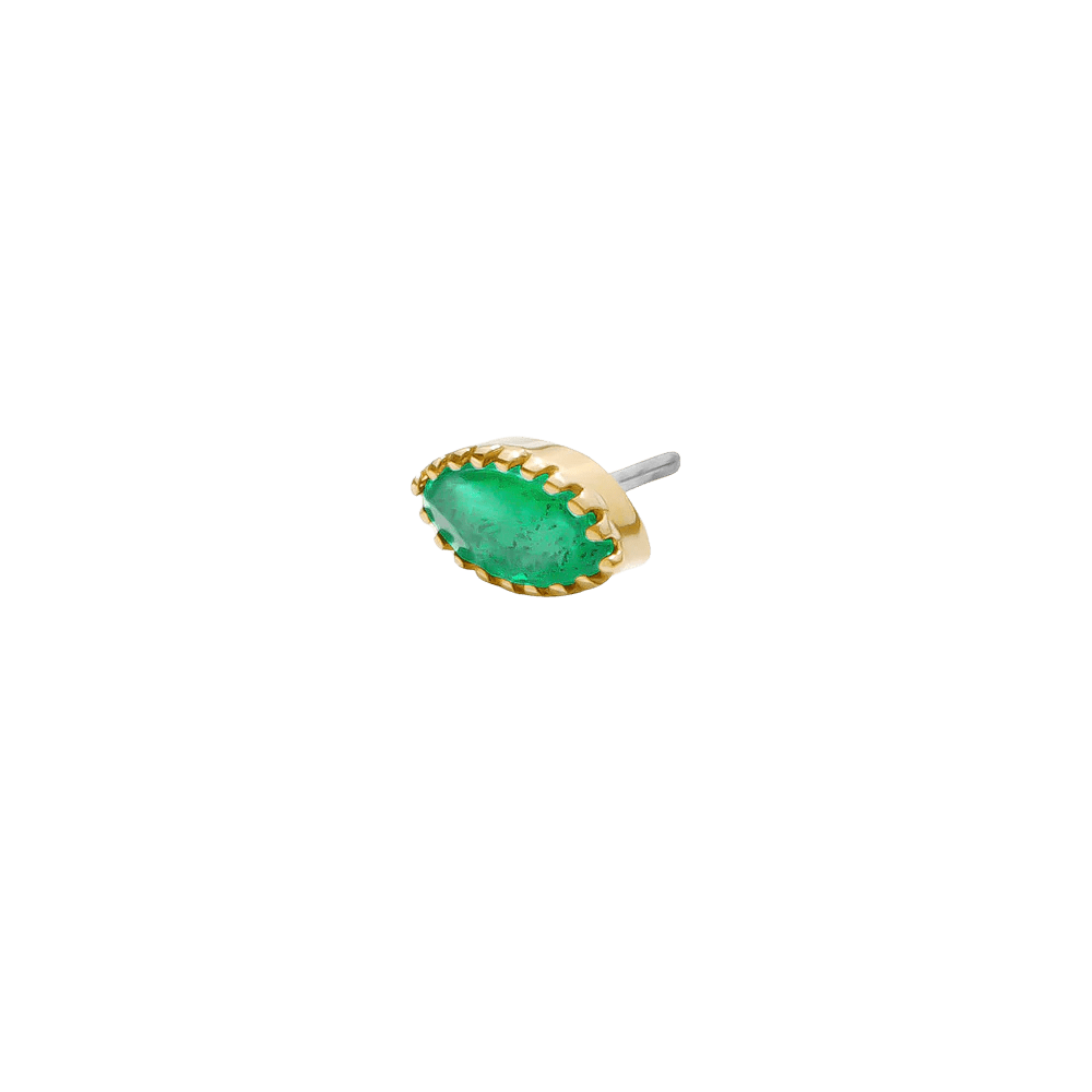 Marquis – 14K Gold Scalloped Birthstone Threadless End - piercing - zone.com