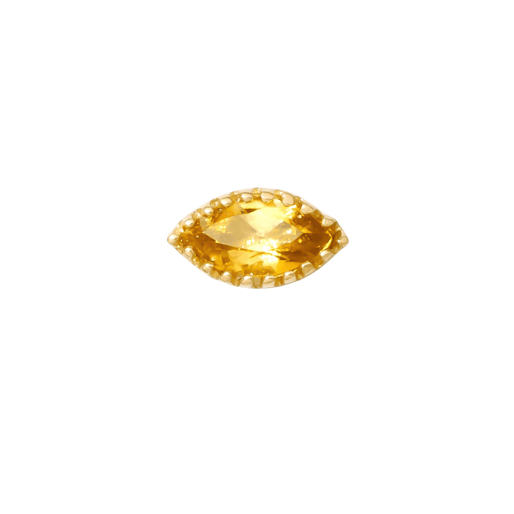 Marquis – 14K Gold Scalloped Birthstone Threadless End - piercing - zone.com