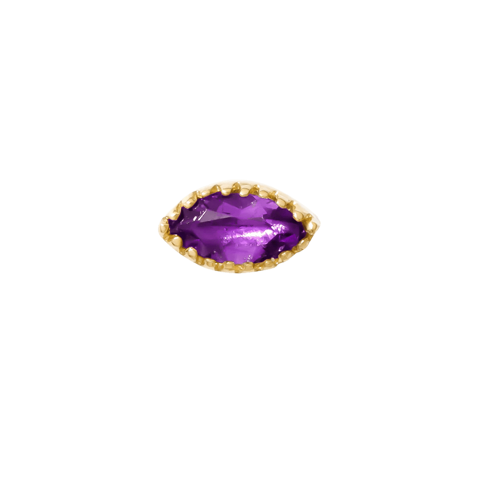 Marquis – 14K Gold Scalloped Birthstone Threadless End - piercing - zone.com