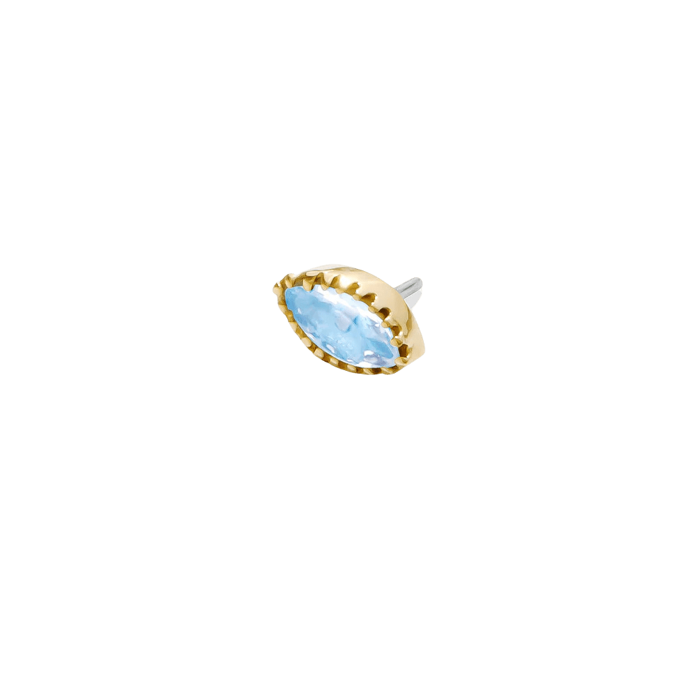 Marquis – 14K Gold Scalloped Birthstone Threadless End - piercing - zone.com
