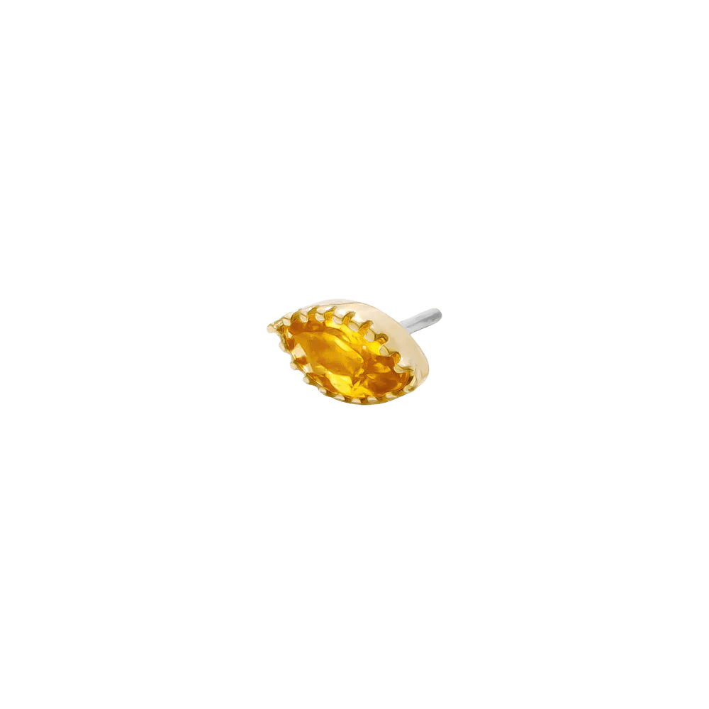 Marquis – 14K Gold Scalloped Birthstone Threadless End - piercing - zone.com