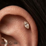 Marquis Scalloped – 14K Gold Marquise CZ Threadless End - piercing - zone.com