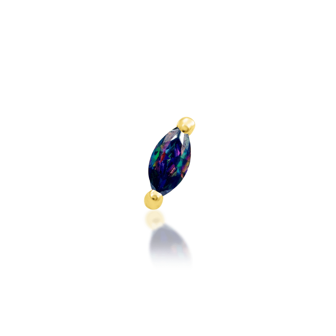 Marquise – 14K Gold Prong - Set Threadless End - piercing - zone.com