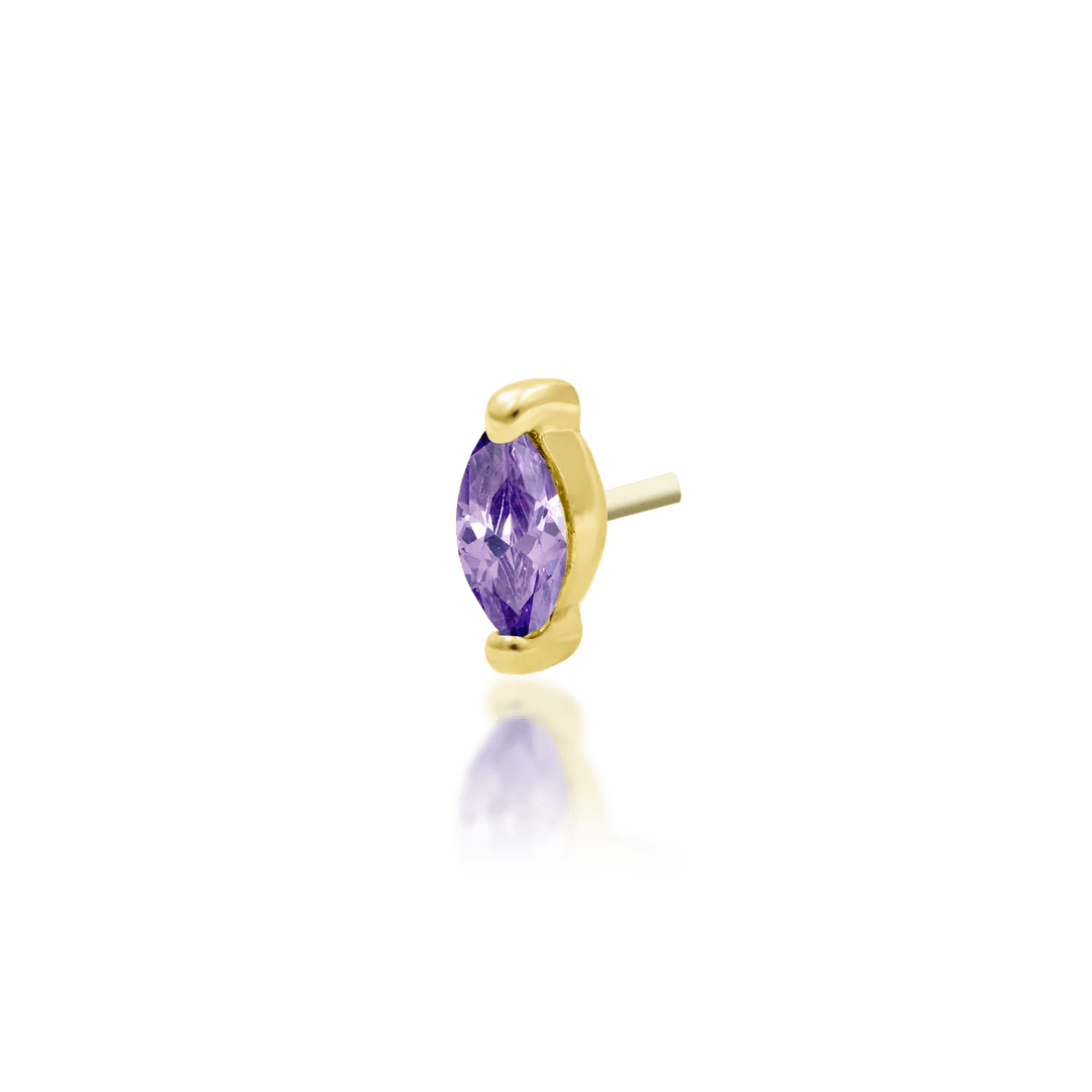 Marquise – 14K Gold Prong - Set Threadless End - piercing - zone.com