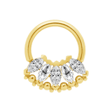 Marquise Beauty Seamless Ring – 14K Gold Five - Marquise Design - piercing - zone.com