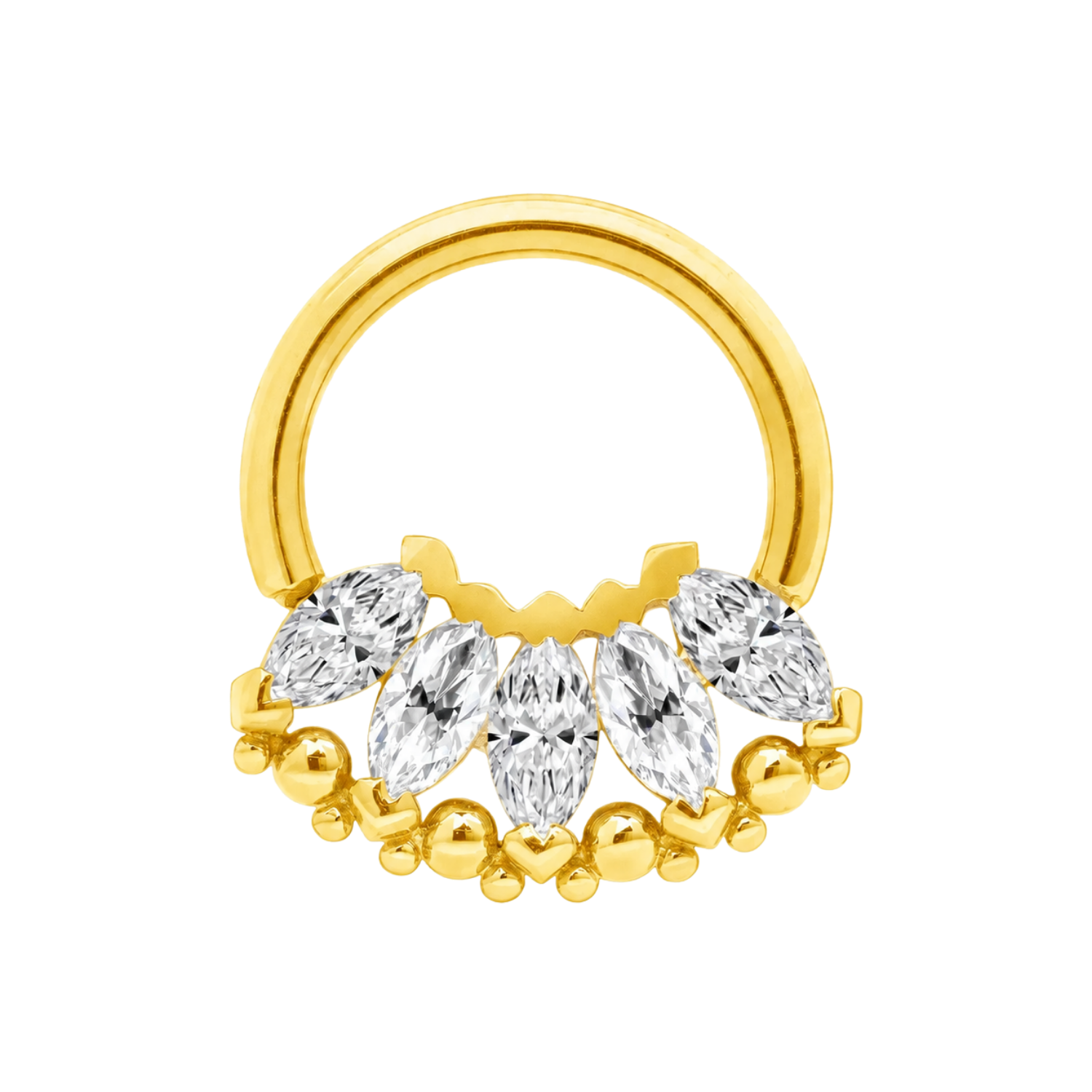 Marquise Beauty Seamless Ring – 14K Gold Five-Marquise Design