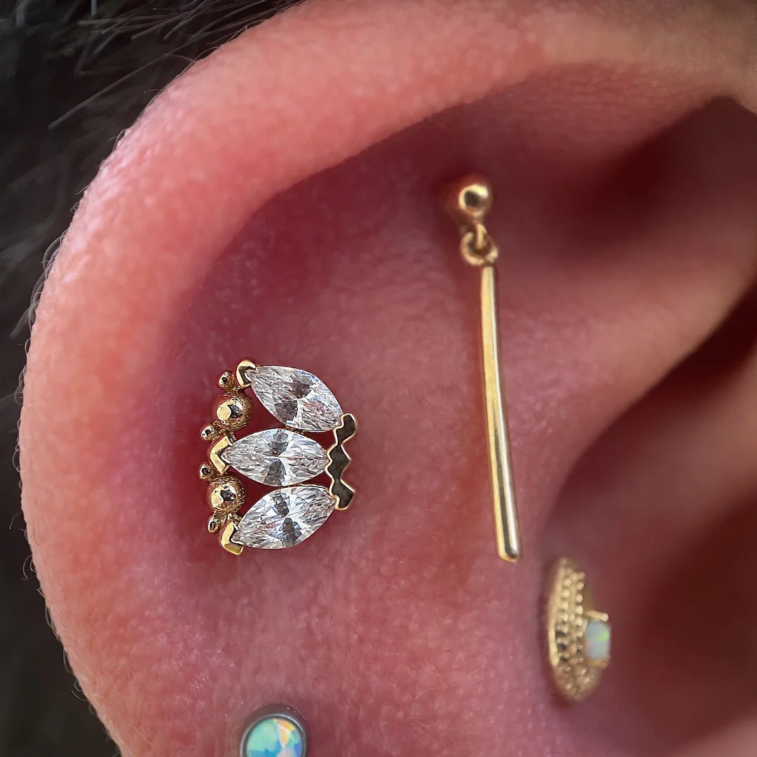 Marquise Beauty Small – 14K/18K Gold Threadless End - piercing - zone.com