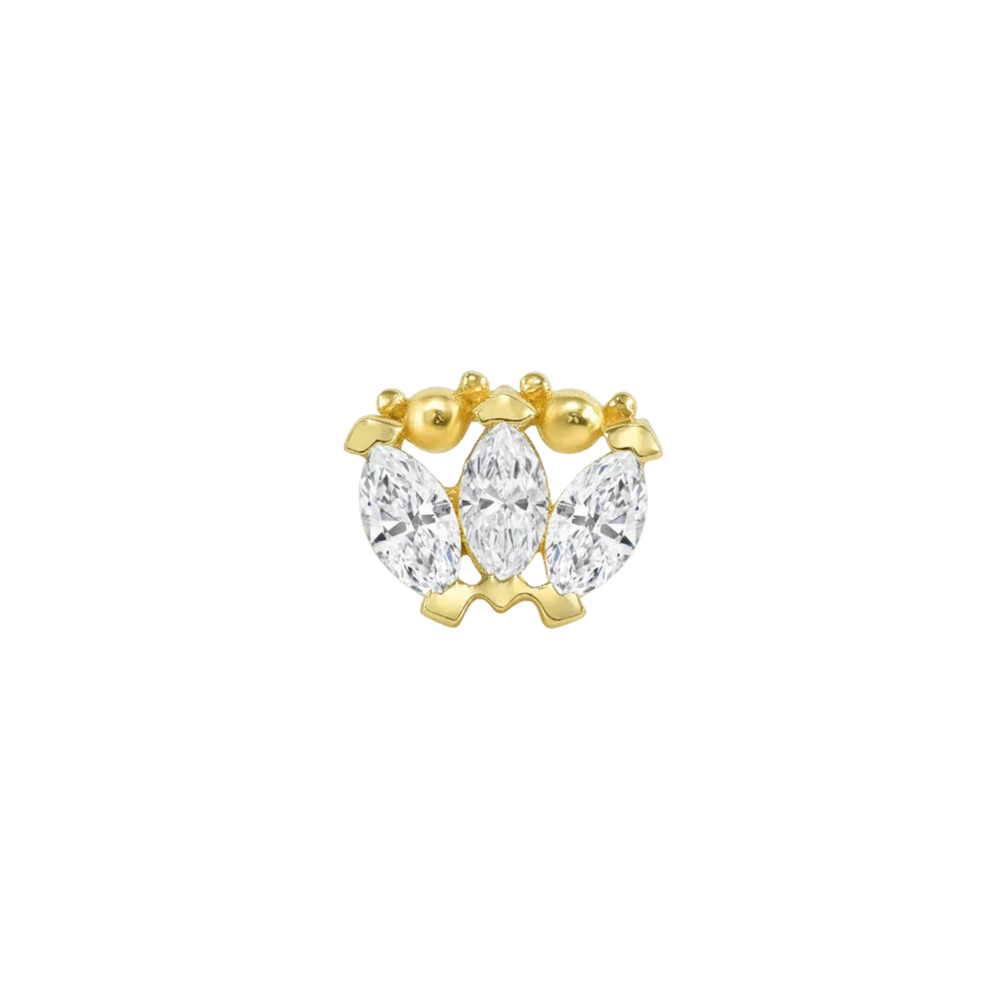 Marquise Beauty Small – 14K Gold Threadless/Threaded End