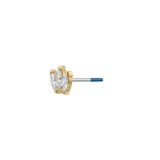 Marquise Fan - 18K Gold Lab Diamond Threadless End - piercing-zone.com