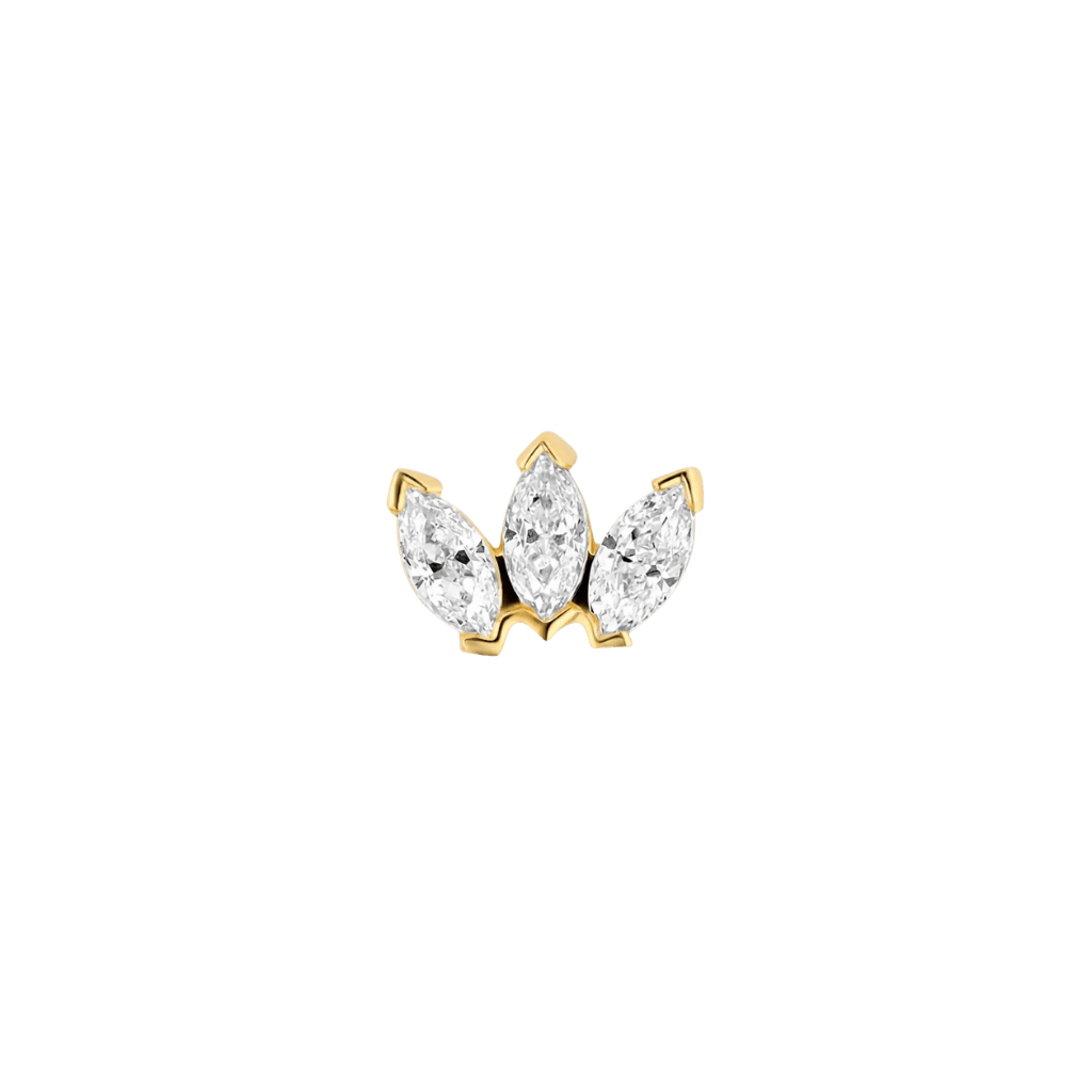 Marquise Fan - 18K Gold Lab Diamond Threadless End - piercing-zone.com
