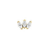 Marquise Fan - 18K Gold Lab Diamond Threadless End - piercing-zone.com