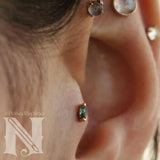 Marquise Moss II – 14K Gold & Moss Agate Threadless End - piercing - zone.com