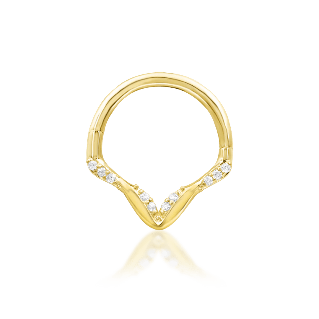 Marssa – 10 CZ Pavé – 14K Gold Clicker Ring - piercing - zone.com