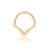 Marssa – 10 CZ Pavé – 14K Gold Clicker Ring - piercing - zone.com