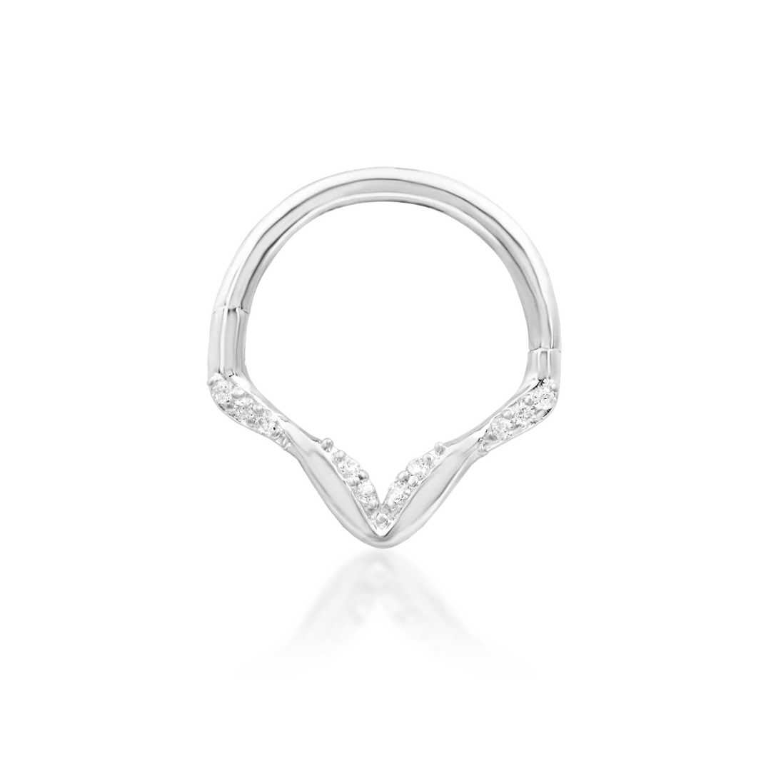 Marssa – 10 CZ Pavé – 14K Gold Clicker Ring - piercing - zone.com