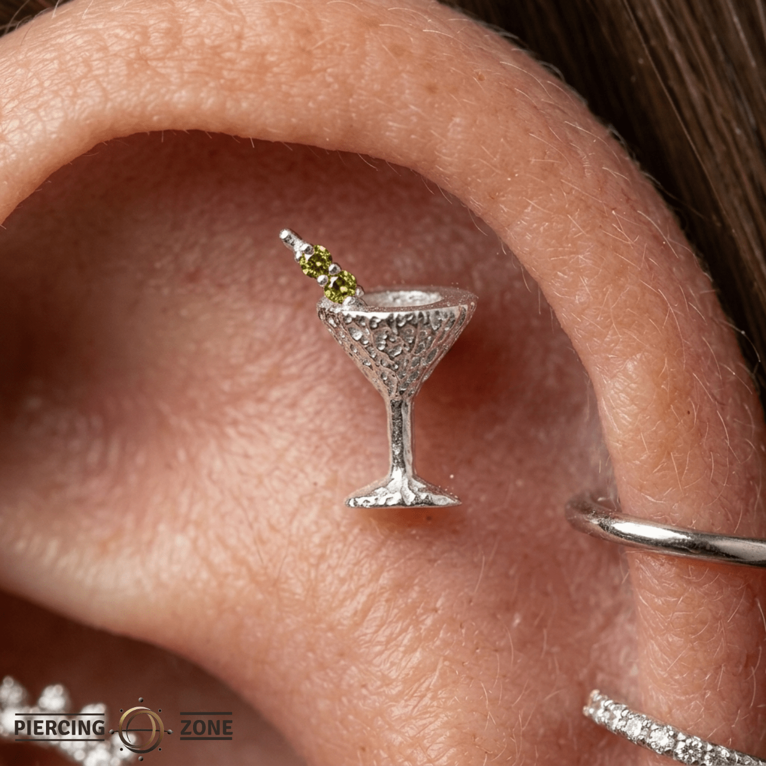 Martini – 14K Gold Threadless/Threaded End - piercing - zone.com