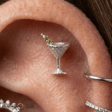 Martini – 14K Gold Threadless/Threaded End - piercing - zone.com