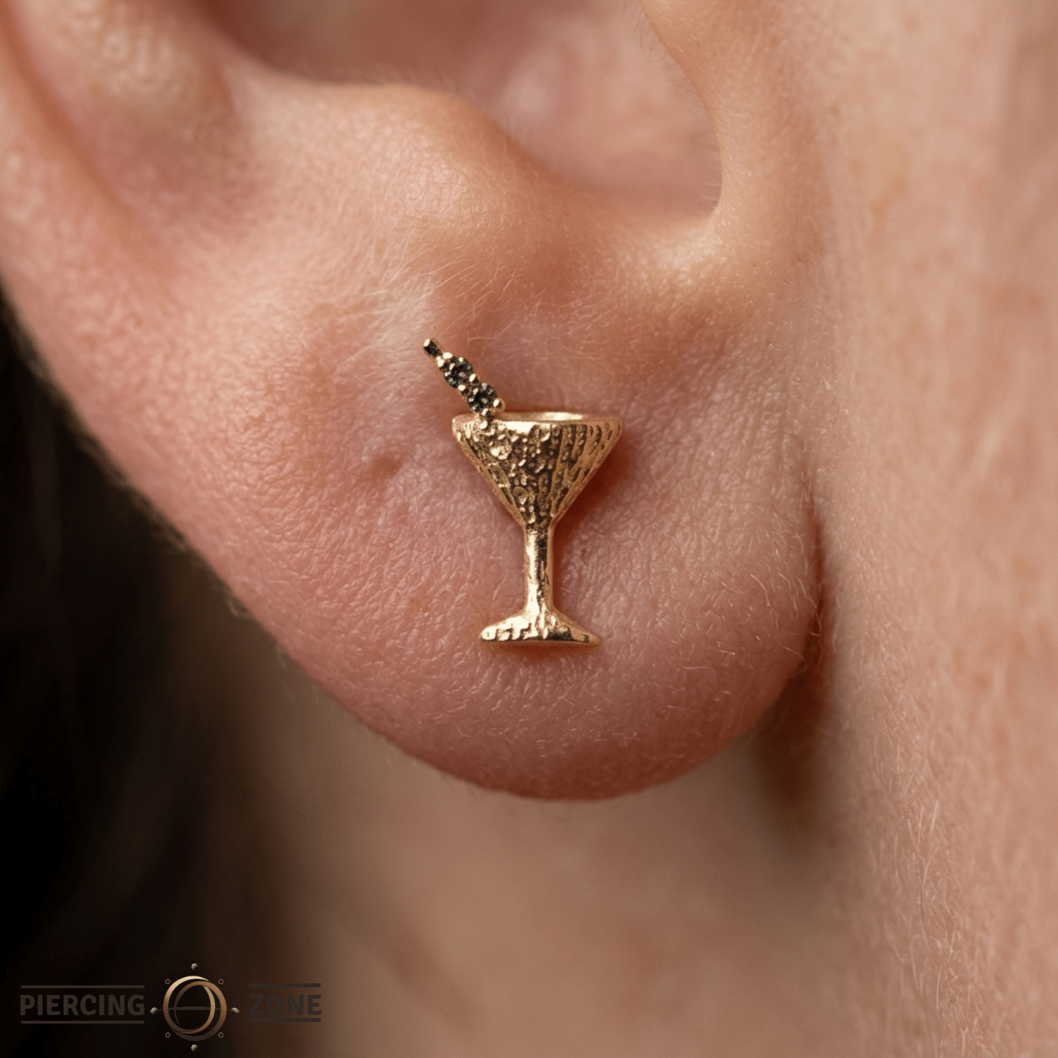 Martini – 14K Gold Threadless/Threaded End - piercing - zone.com