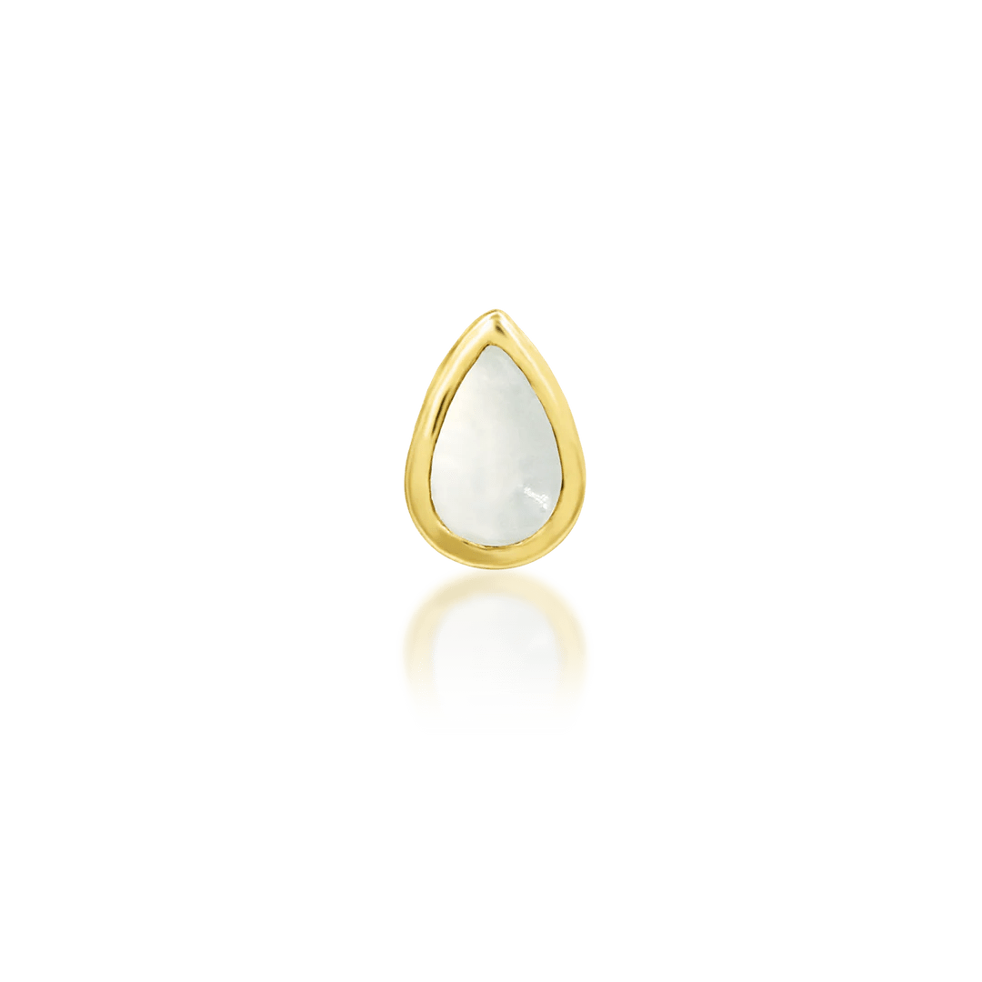 Mary – 14K Gold Pear - Cut CZ Threadless End - piercing - zone.com