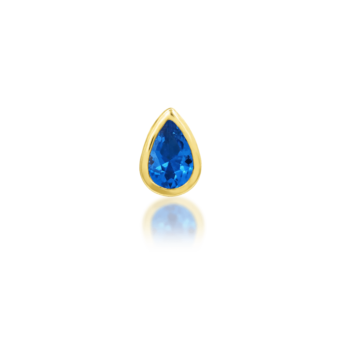 Mary – 14K Gold Pear - Cut CZ Threadless End - piercing - zone.com