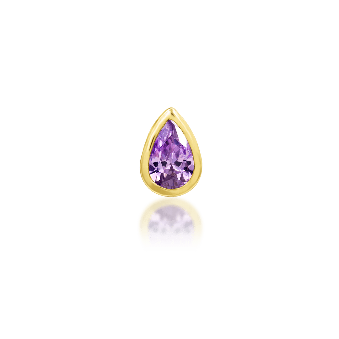 Mary – 14K Gold Pear - Cut CZ Threadless End - piercing - zone.com