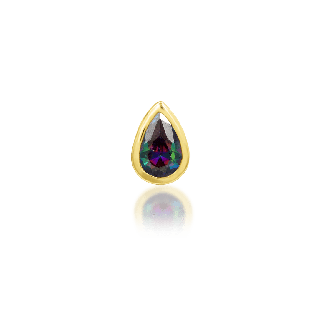 Mary – 14K Gold Pear - Cut CZ Threadless End - piercing - zone.com