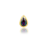 Mary – 14K Gold Pear - Cut CZ Threadless End - piercing - zone.com