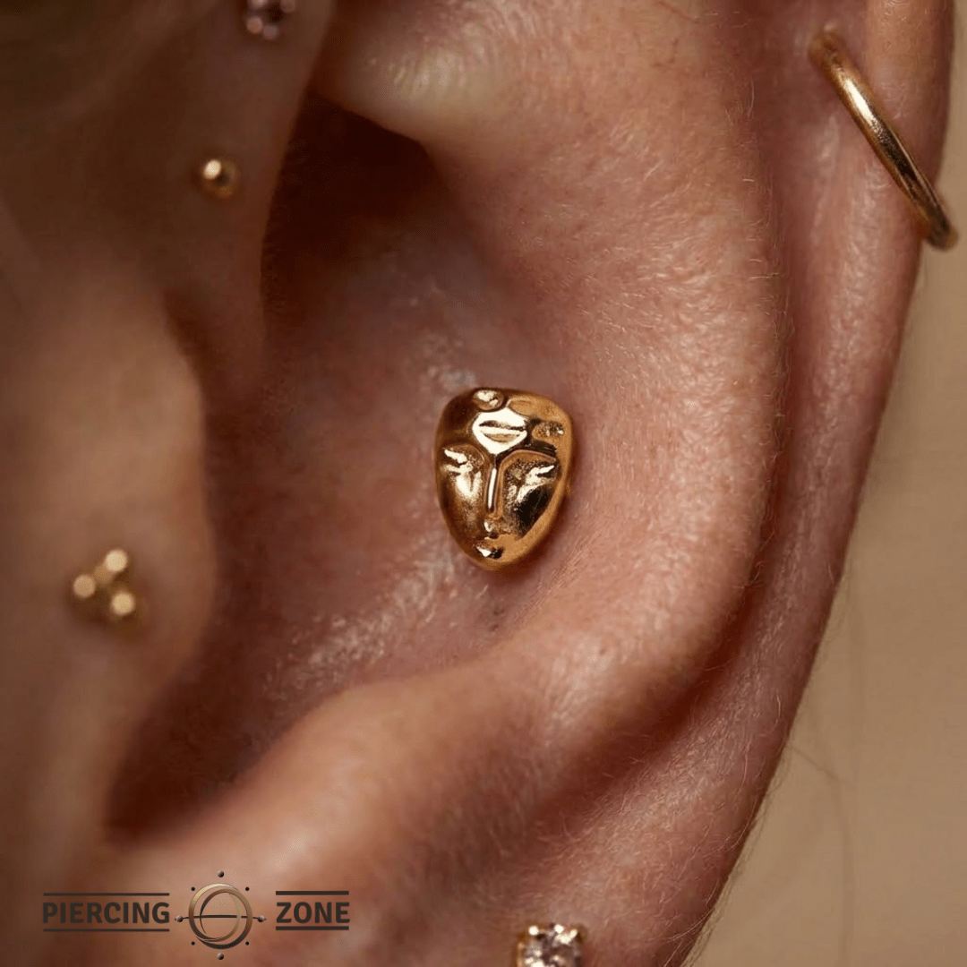 Mask – 14K Gold Threadless/Threaded End - piercing - zone.com