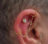 Meet Cute – Heart Silhouette with 4mm CZ – 14K Gold Threadless End - piercing - zone.com