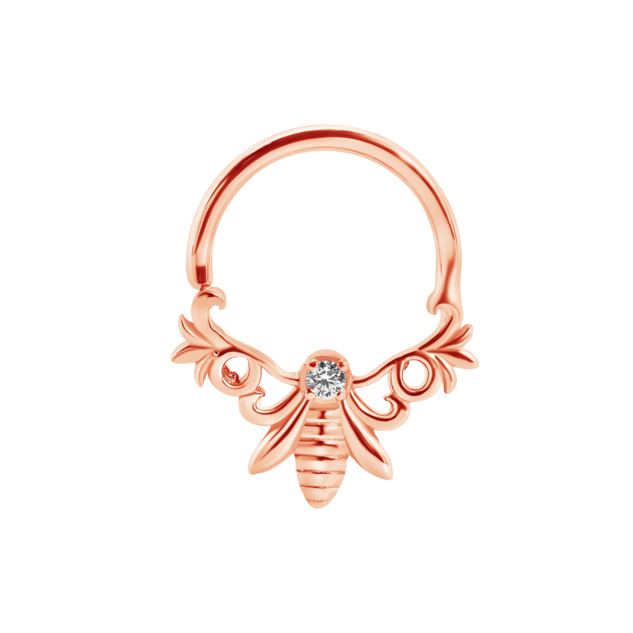 Melissa Seamless Ring – 14K Gold Wide Arc with Center Gem - piercing-zone.com