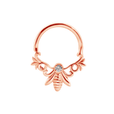 Melissa Seamless Ring – 14K Gold Wide Arc with Center Gem - piercing-zone.com