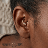 Melissa Seamless Ring – 14K Gold Wide Arc with Center Gem - piercing - zone.com