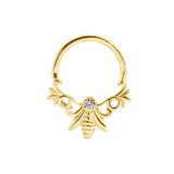 Melissa Seamless Ring – 14K Gold Wide Arc with Center Gem - piercing-zone.com