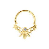 Melissa Seamless Ring – 14K Gold Wide Arc with Center Gem - piercing - zone.com