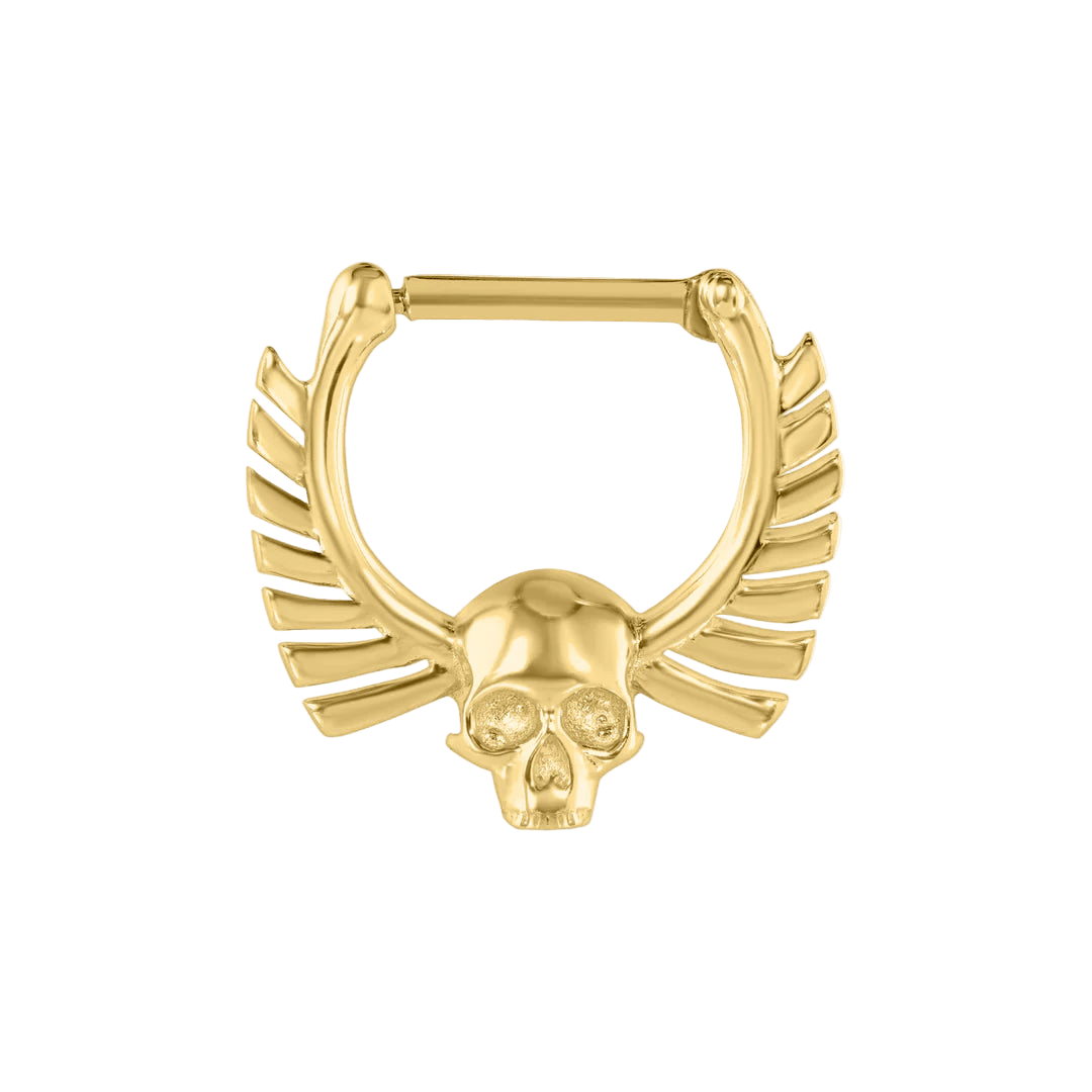 Memento Mori Straight Clicker – 14K Gold - piercing - zone.com