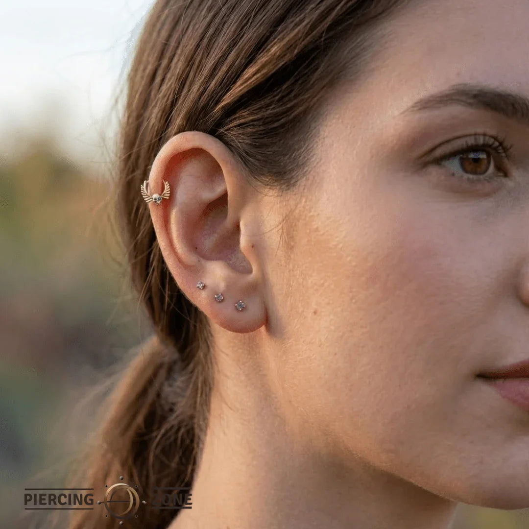 Memento Mori Straight Clicker with Gems – 14K & 18K Gold - piercing - zone.com