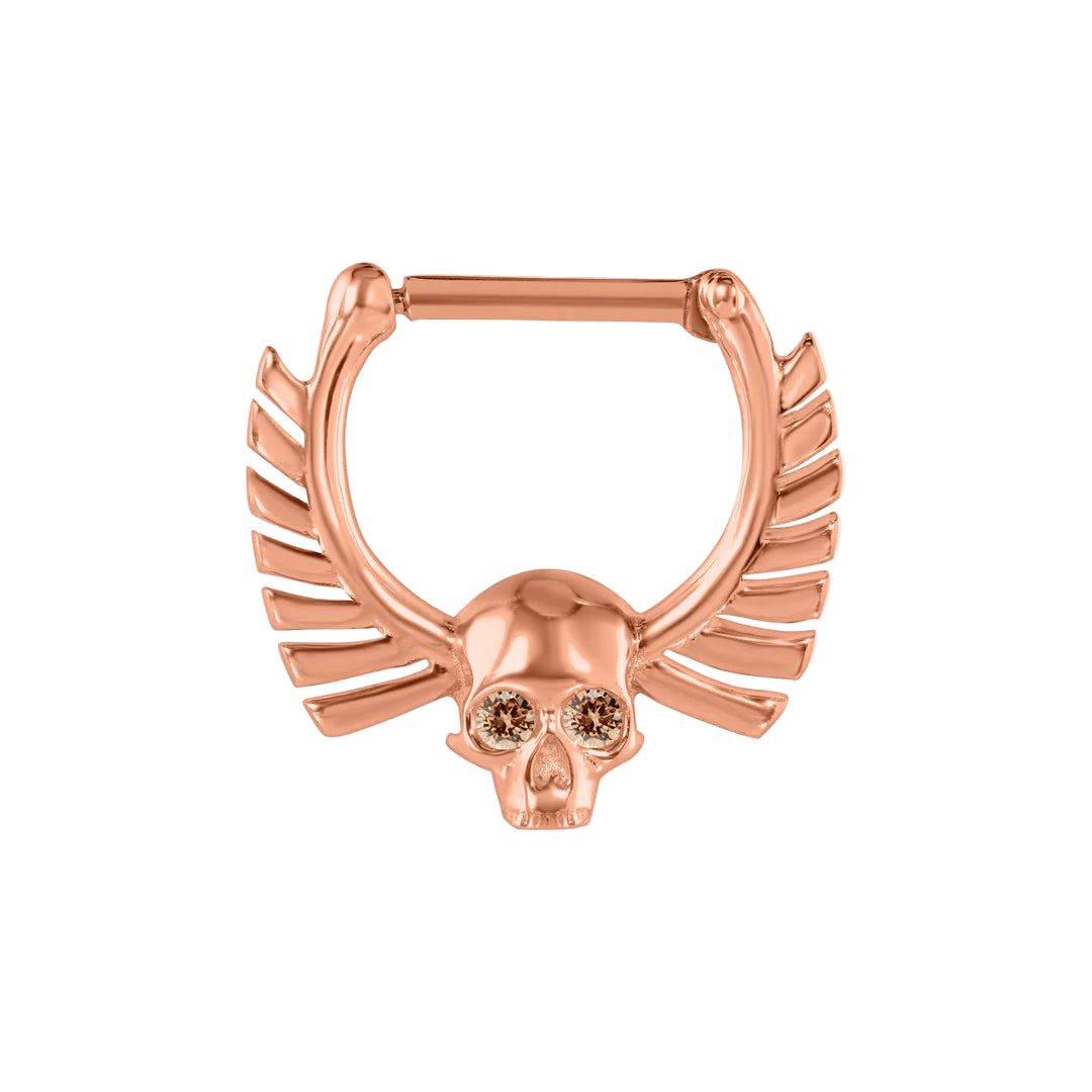Memento Mori Straight Clicker with Gems – 14K & 18K Gold - piercing - zone.com