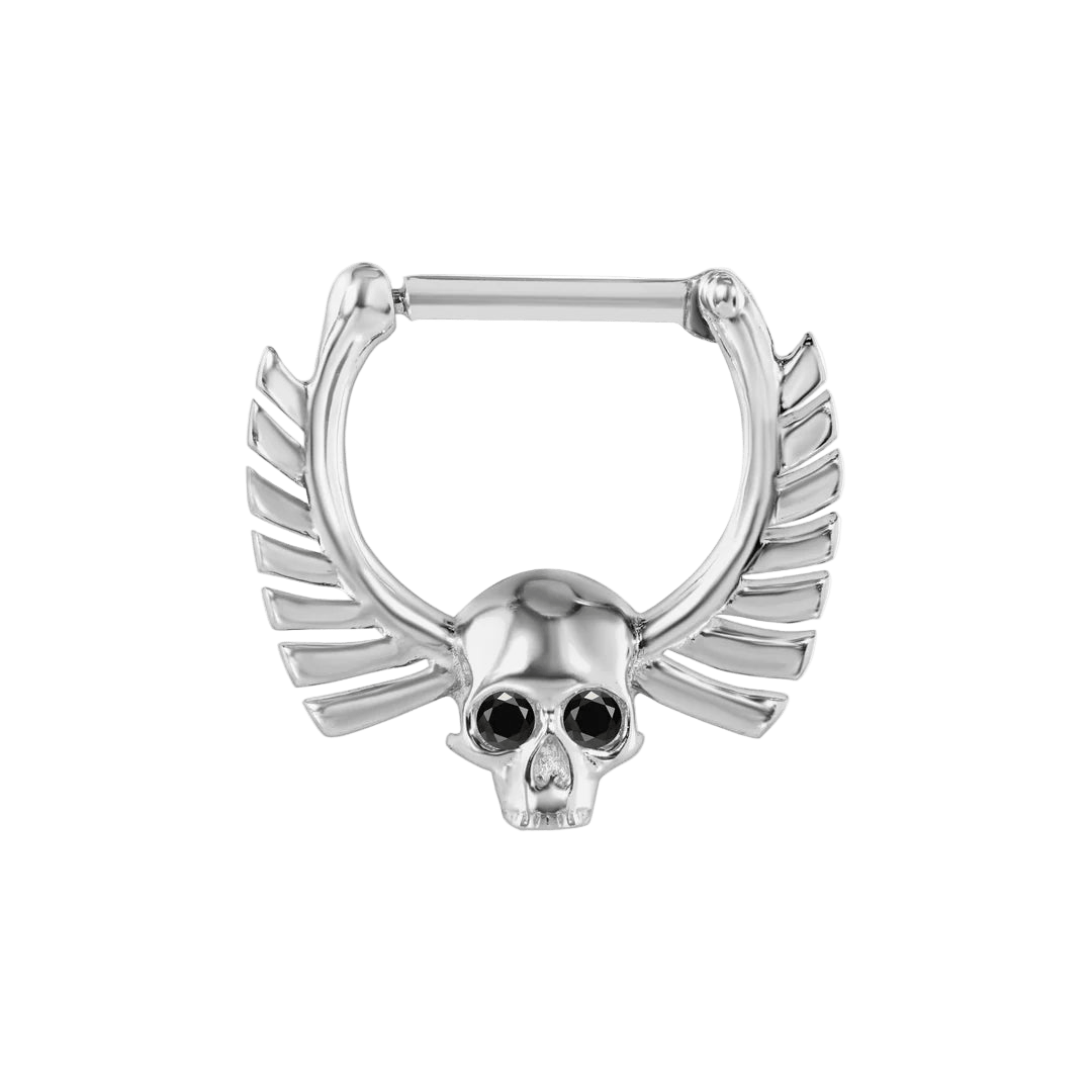 Memento Mori Straight Clicker with Gems – 14K & 18K Gold - piercing - zone.com